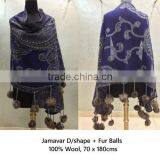 Jamawar ShawlJamavar D/Shape Fur Balls 03 thumbnail-1