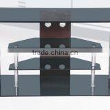 CHEAPER DESIGN LCD TV STAND TV SHELF METAL FRAME BLACK GLASS thumbnail-2
