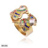 No.1 Sale 18k Gold Plated Stainless Steel Colorful Bear Individual Ring for Christmas Party thumbnail-1