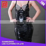 Popular PU leather sequins decorated club erotic party women dresses