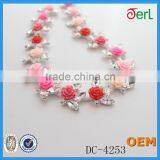 Wholesale New Style Silver Plating Clear Crystal Rhinestone Trim With Colorful Flower Plastic Pearl for Dresses thumbnail-4