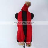 Popular Warm Crochet Scarf Real Fur Pom Pom Crochet Scarf With Hats thumbnail-2