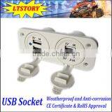 Dual 2 USB Outlet 1A & 2.1A Port Socket Charger For Car Boat Motorcycle 12 Volt thumbnail-2