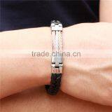 Bulk 316L Titanium Women / Mens Braided Leather Bracelet Wholesale thumbnail-3