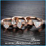 Wholesale Bulk Sale Heart Shaped Rose Gold Plating Stainless Steel Ring Women Jewelry thumbnail-3