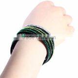 PU Leather Bracelet With Metal Snap, Hot Sale Gift Leather With Crystal Gem Decoration thumbnail-3
