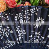 Chinese Dark Blue Flower Bamboo Fan thumbnail-3