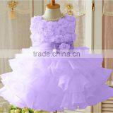 Retail !2014 New Sleeveless Waist Chiffon Dress Girls Toddler 3D Flower Tutu Layered Princess Party Bow Kids Formal Dress--1pcs thumbnail-4