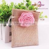 MSD 2016 Jute Material Packing Bag Put Candy With Ribbon Rose Flower thumbnail-1