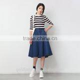 Wholesale Custom Long Denim Skirts Blue Jean Skirts for Women thumbnail-1