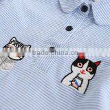 Hot Sale Baby Girl Blue and White Strip Cotton Shirt for Weekday Style thumbnail-4