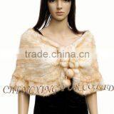CX-B-M-24K Hot Selling In Stock Real Mink Fur Wedding Knitted Shawl Women thumbnail-3