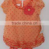 2016 Beautiful Baby Girl Orange Color Flowers Embroidered Dress With Knit Pants 2 for Summer thumbnail-1