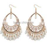 Boho Seed Bead Tassel Hoop Earrings Hollow Out Teardrop Earring Bohemian Dangle Earring thumbnail-2