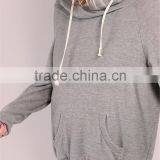 MGOO Women Oversized Sweatshirt Pullover Front Pocket Lightweight Soft Knit Draw String Slouchy Hoodie Heather Grey thumbnail-5