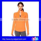 Custom Ladies Running Wear Dry Fit Sport t Shirt Gym Clothing Breathable Half Zip Shirts thumbnail-3