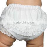 Organic Cotton Baby Rompers Wholesale Baby Clothes White Batiste Rumba Infant Diaper Cover Bloomers Embroidered Eyelet Shorts thumbnail-1