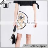 Girls wearing images tight faux leather short pencil skirt with dancing wolves