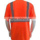 Manufacturer Mens High Visibility Orange Short Sleeve Chest Pocket Reflective Safety T-shirt thumbnail-2