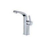 Contemporary Single Handle Basin Mixer Faucet , Deck Mounted Bathroom Sink Mixer