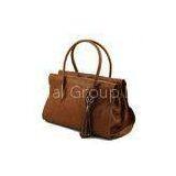 Soft Dark Brown Ladies Leather Business Bags With Tassel Detail , Womens Business Bag thumbnail-1