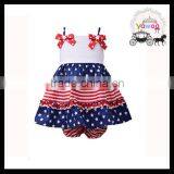 2016 American National Day Baby Rompers Skirt Bloomer Baby Cotton Frocks Designs July 4th Baby Rompers