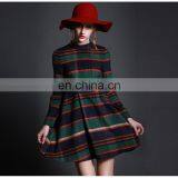 Striped Quality Temperament Checker Skirt / A Line Long Sleeve Skirt thumbnail-2