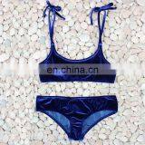 2017 Gold Velvet Bow Strap Swimsuit thumbnail-3