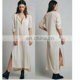 High Quality Muslim Woman Wear, High Low Cotton Long Sleeve Dress Design thumbnail-3