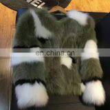 Round Collar Tea Green Color Fox Fur Coat, Blue Fox Red Fox Silver Fox Fur Mixed Fashion Short Size Coat S M L thumbnail-1