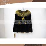 High Quality Women Real Black Rex Rabbit Fur Coat thumbnail-2