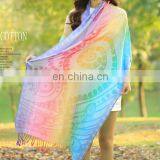 100% Cotton 7 Multicolours Phoenix Tail Design Winter Head Wraps and Shawls thumbnail-1