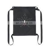 Custom Eco Friendly Black Canvas Glitter Fitness Drawstring Bag