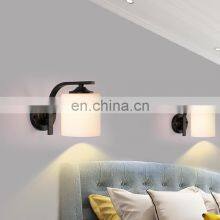 American Living Room Simple Fabric Bedroom Bedside Lamp Creative Wall Lamp Wrought Iron Single Head Wall Lamps thumbnail-2