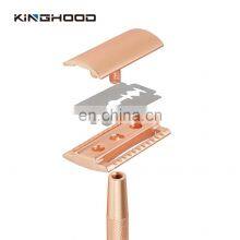 Mens Straight Blades Safety Razor Gold Stainless Steel Double Edge Shaving Razor thumbnail-5