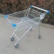 180L Asia 5 Inch PU Wheel Steel Shopping Trolley for Supermarket （surface : Zinc and Transparent Powder Coating） thumbnail-5