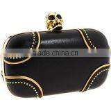 New Design Fashion Ladies Black Leather Clutch Bag Rivet Evening Handbag thumbnail-1