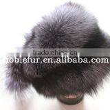 High Thickness Silver Fox Fur Hat windproof Headwear With Long Tail thumbnail-2