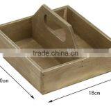 Vintage Hand Made Wood Divided Mail Organizer Box Desk Office,storage Box With Handles Leather Storage Box Tableware Storage Box thumbnail-2