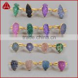 Gold plated coated jewelry druzy manufacture & supply & exporters rings, natural druzy rings                        
                                                Quality Choice