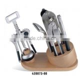 high quality stainless steel 304 Bar set with wood stand