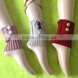 Button Decorated Fashion Boot Socks Acrylic Crochet Women Boot Socks