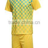 2016 100% Polyester Polyester Yellow Grid Soccer Uniforms thumbnail-5
