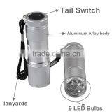 9 LED Energy Saving Lamp Argyle Flashlight Torch Silver thumbnail-4