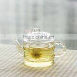 Bamboo Shaped Heat- Resisting Borosilicate Glass Teapot With Leaf Lid+ 4 Double Wall Tea Cups thumbnail-4