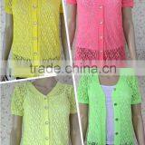 2015 New Knitwear Short Sleeve Hollow Out Lady Leisure Summer Women Cardigan Fashion