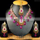 Fashionable Bollywood Kundan Indian Jewelry Little Charm Necklace Magenta F21 thumbnail-1
