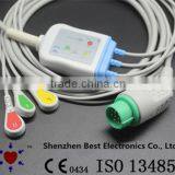 Kontron 12pin ECG Cable and Leadwires With 3 Leads, IEC With Snap