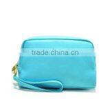 New Style Blue Color pu Leather China Manufacturer Wholesale Cosmetic Bag With Gold Foil Logo