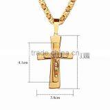 Latest Hot Necklace Accessory Double Deck Scaved Letter JUSUS Gold Hallowmas Christian God Crux Titanium Steel Pendant Necklaces thumbnail-2